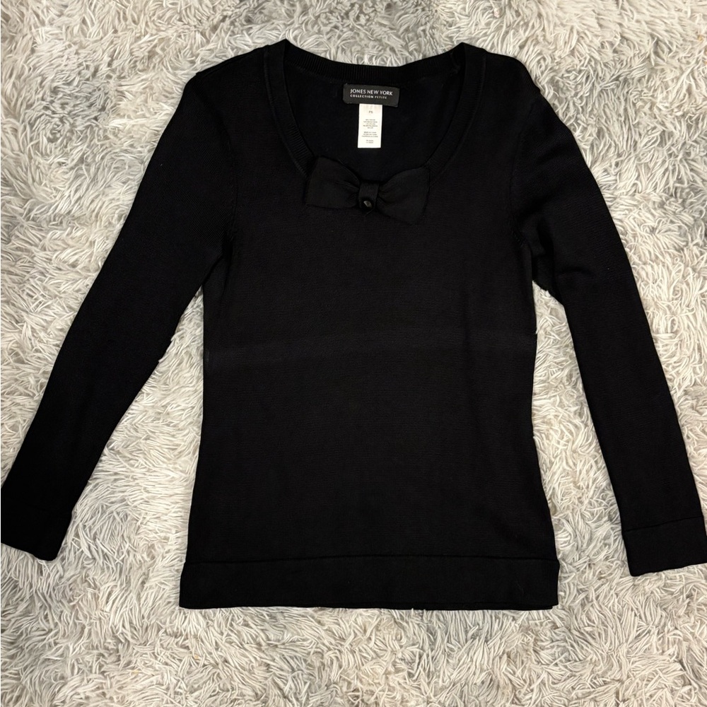 Jones New York Charcoal Sweater with Bow Accent